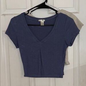 Bozzolo Blue Crop Fitted Short Sleeve T-Shirt